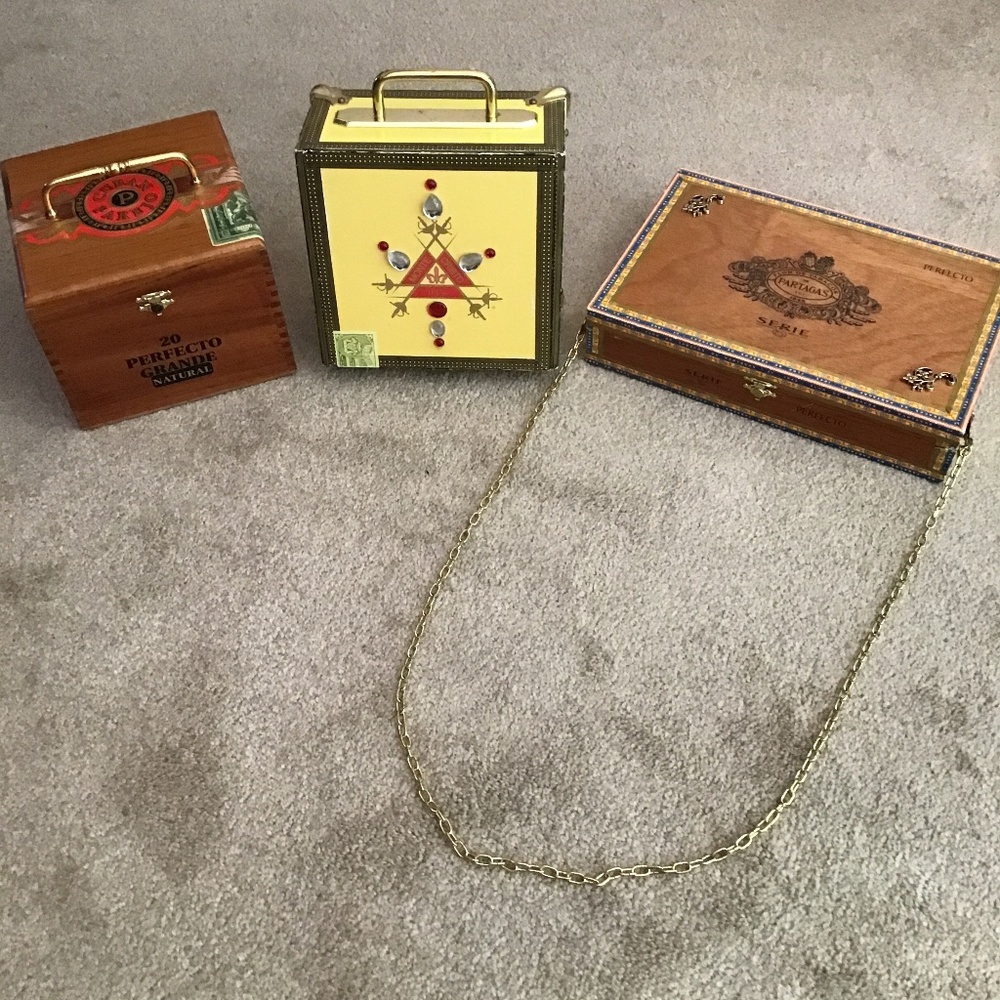 Custom unique cigar box handbags - SOLD SEPARATELY